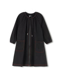 Hello Yellow Girls Sweatshirt Drawstring Neck Dress Black