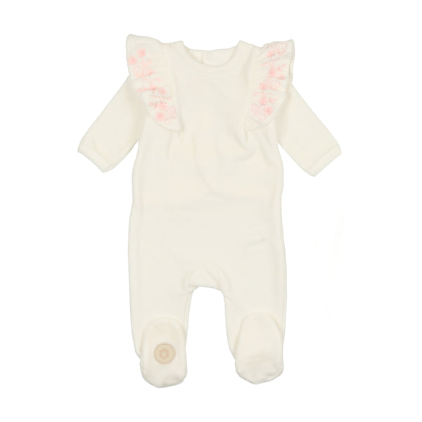Mon Tresor Baby Dainty Ruffle Footie Ivory