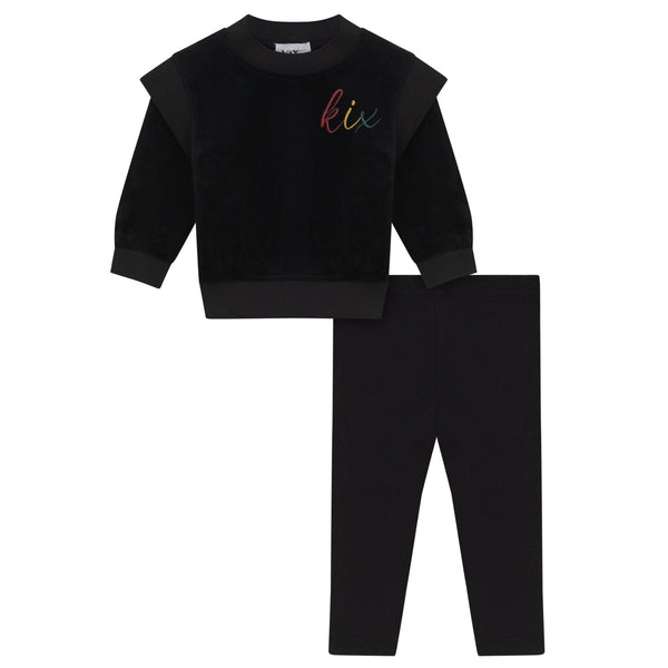 Kix Baby Rib Edge Velour Set Black