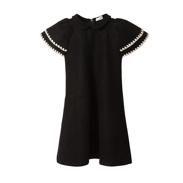 Banim Girls Black Dress With White Trim