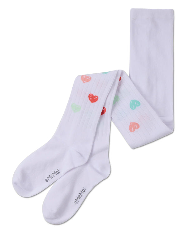 MeMoi Girls Multi Heart Graffiti Cotton Tights