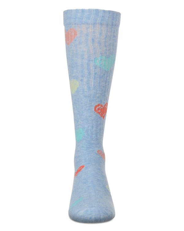 MeMoi Girls Multi Graffiti Heart Knee High