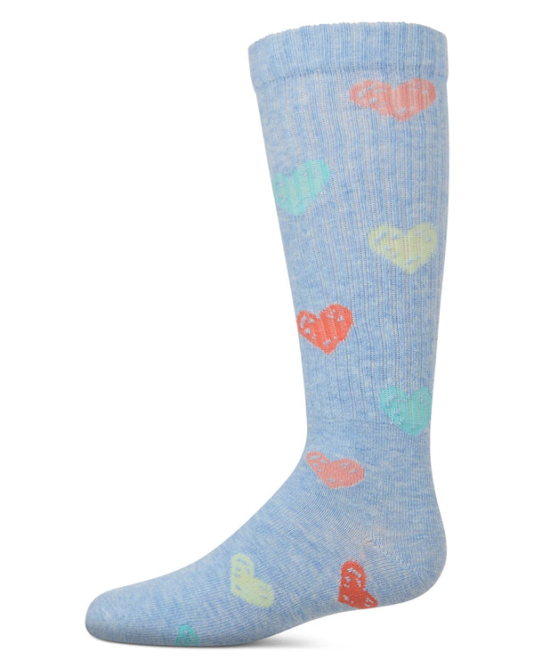 MeMoi Girls Multi Graffiti Heart Knee High