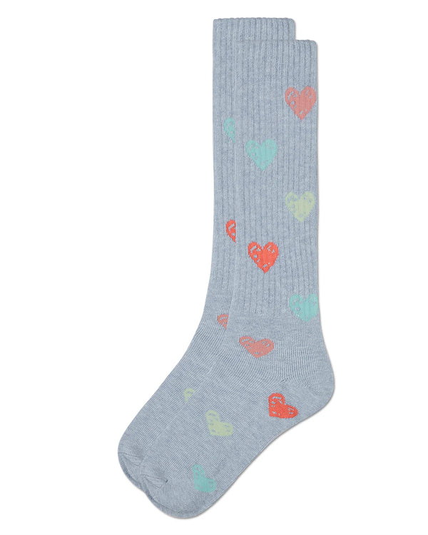 MeMoi Girls Multi Graffiti Heart Knee High
