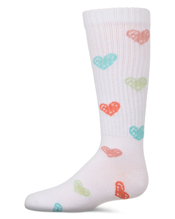 MeMoi Girls Multi Graffiti Heart Knee High