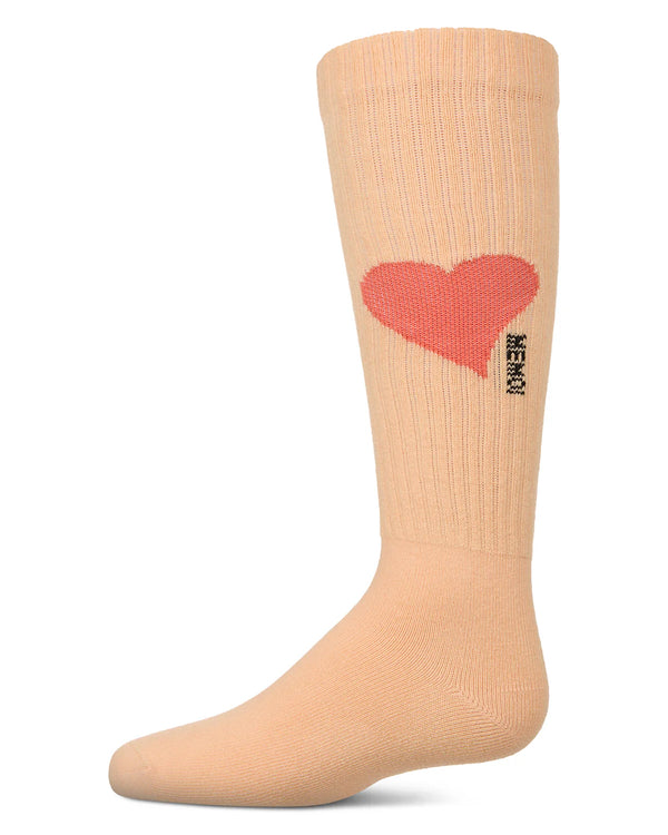 MeMoi Girls Single Heart Logo Knee High