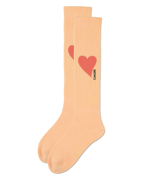 MeMoi Girls Single Heart Logo Knee High
