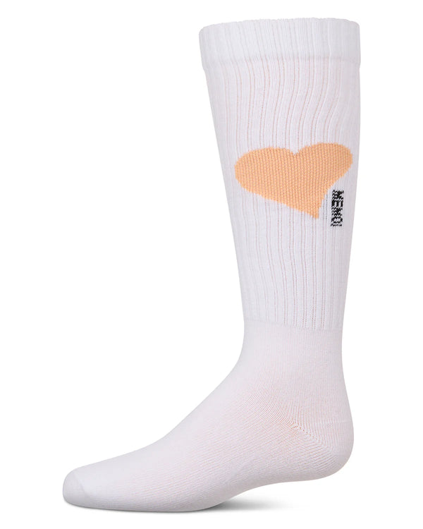 MeMoi Girls Single Heart Logo Knee High