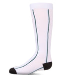 MeMoi Girls Vertical Logo Stripe Knee High White