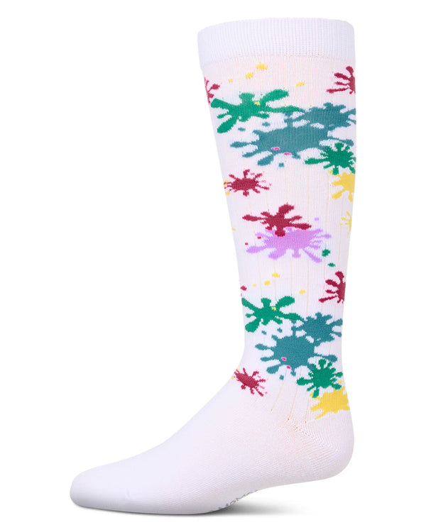 MeMoi Girls Splatter Paint Knee High White