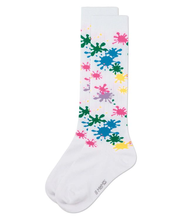 MeMoi Girls Splatter Paint Knee High White