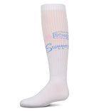 MeMoi Girls Less School More Summer Knee High White