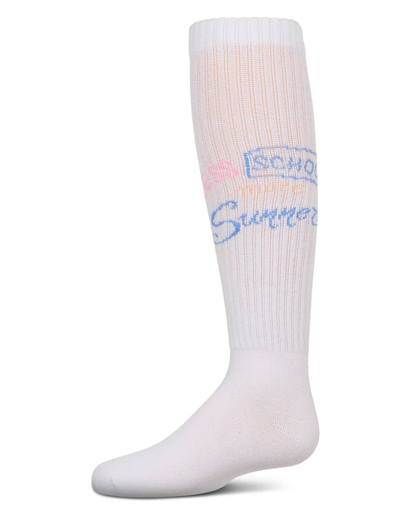 MeMoi Girls Less School More Summer Knee High White