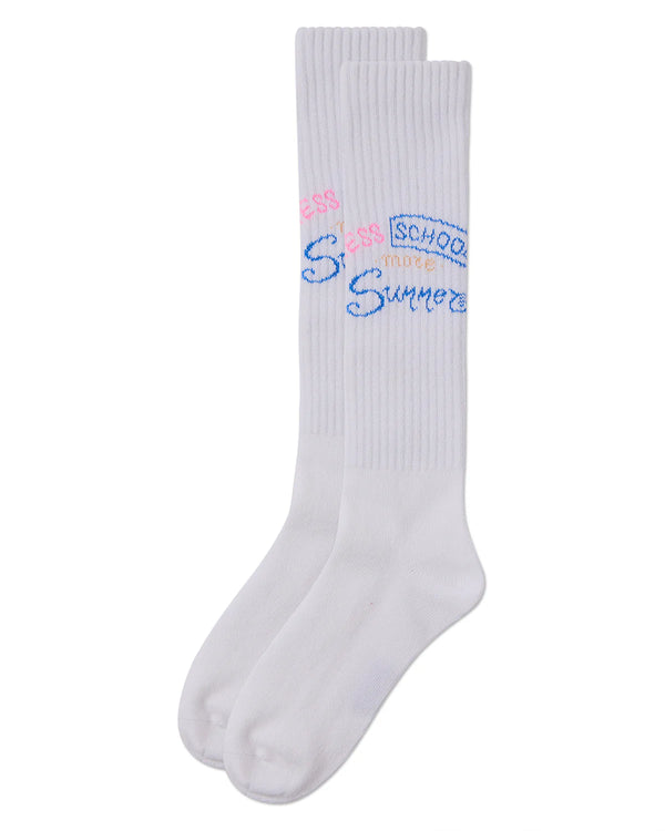 MeMoi Girls Less School More Summer Knee High White