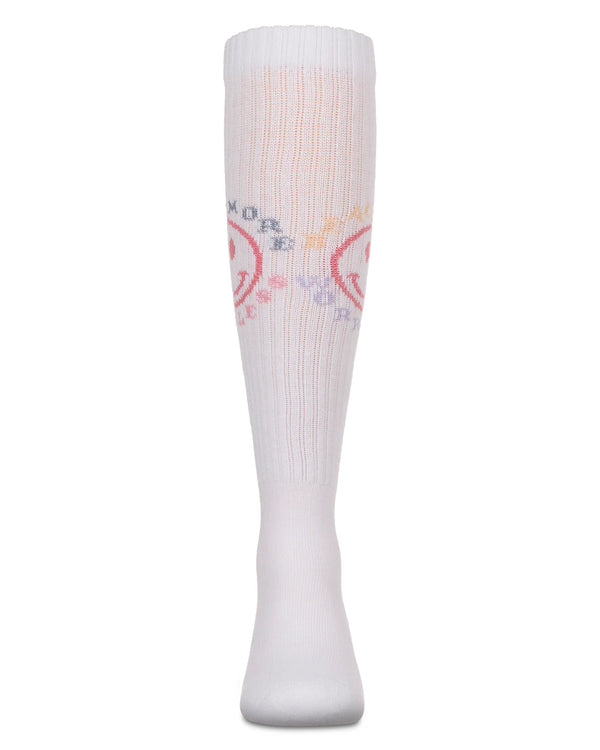 MeMoi Girls Beach More Worry Less Knee High White