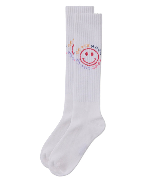 MeMoi Girls Beach More Worry Less Knee High White