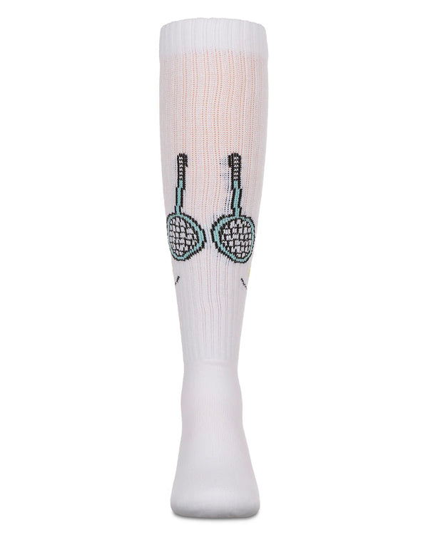 MeMoi Girls Tennis Smiley Face Knee High White