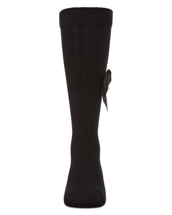 MeMoi Girls Ribbed Bow Knee High
