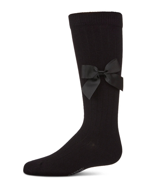 MeMoi Girls Ribbed Bow Knee High