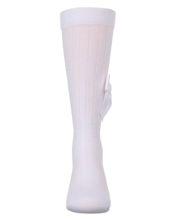 MeMoi Girls Ribbed Bow Knee High