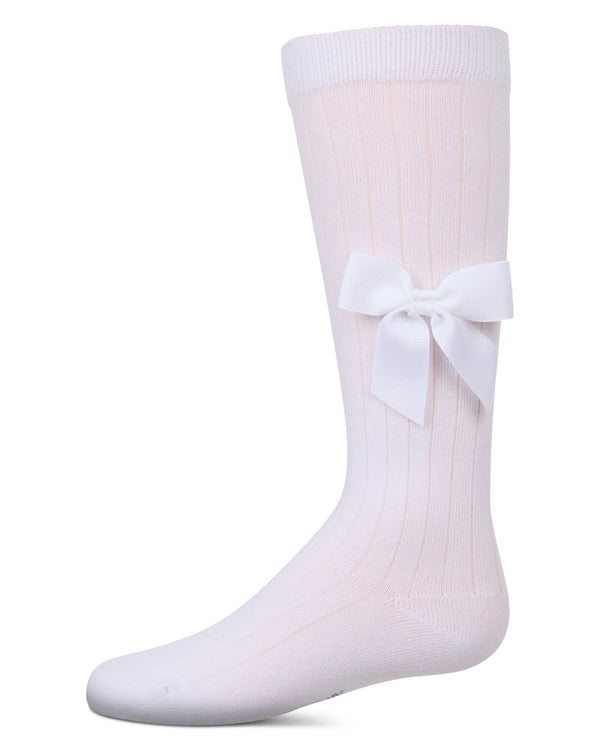 MeMoi Girls Ribbed Bow Knee High