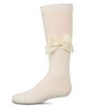 MeMoi Girls Ribbed Bow Knee High