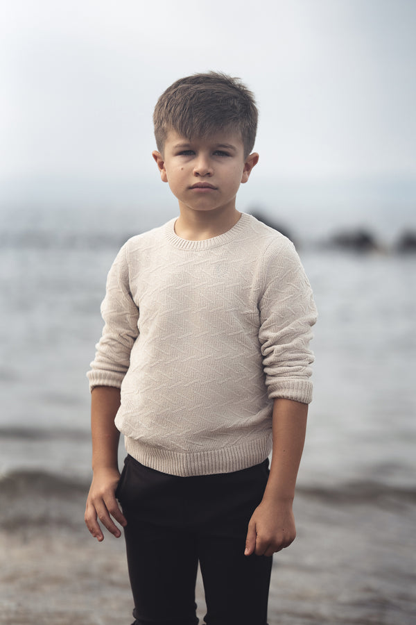 Blumint Boys Chenille Textured Sweater Oat