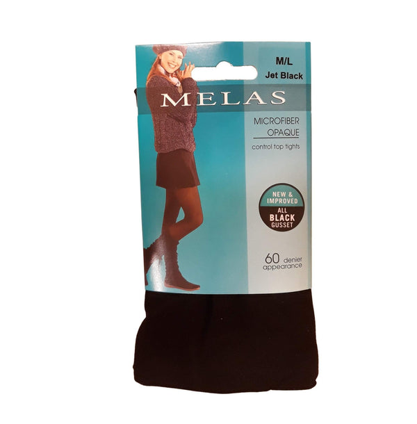 Melas Women Jet Black Microfiber Opaque Tights 60 Denier Appearance - 13th Avenue