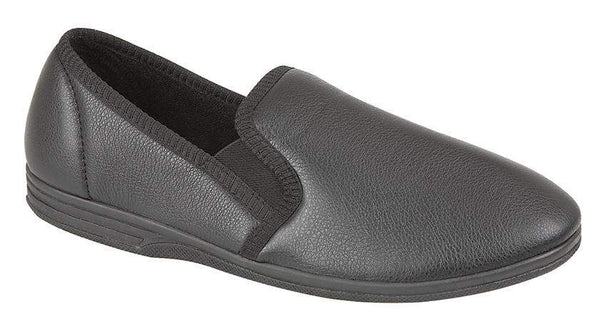 Zedzzz Ivor Men's Grained Leather Look Slippers - 13th Avenue