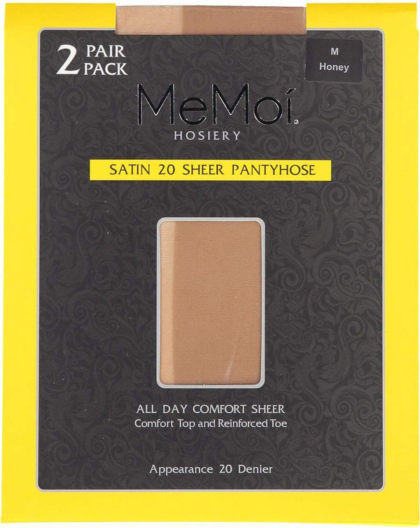 MeMoi Satin 20 Sheer Women Tights Pack of 2 Honey Style: MS-650 - 13th Avenue
