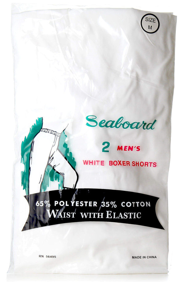 Seaboard Mens White Boxer Shorts Pack of 2 - 13th Avenue