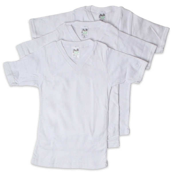Jack & Jill Boys Short Sleeve V-Neck Undershirt Pack of 3 - 13th Avenue