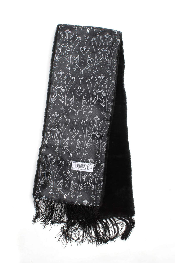 Cirulli Men's Extra Comfortable Black Scarf With Design - Thick - 13th Avenue