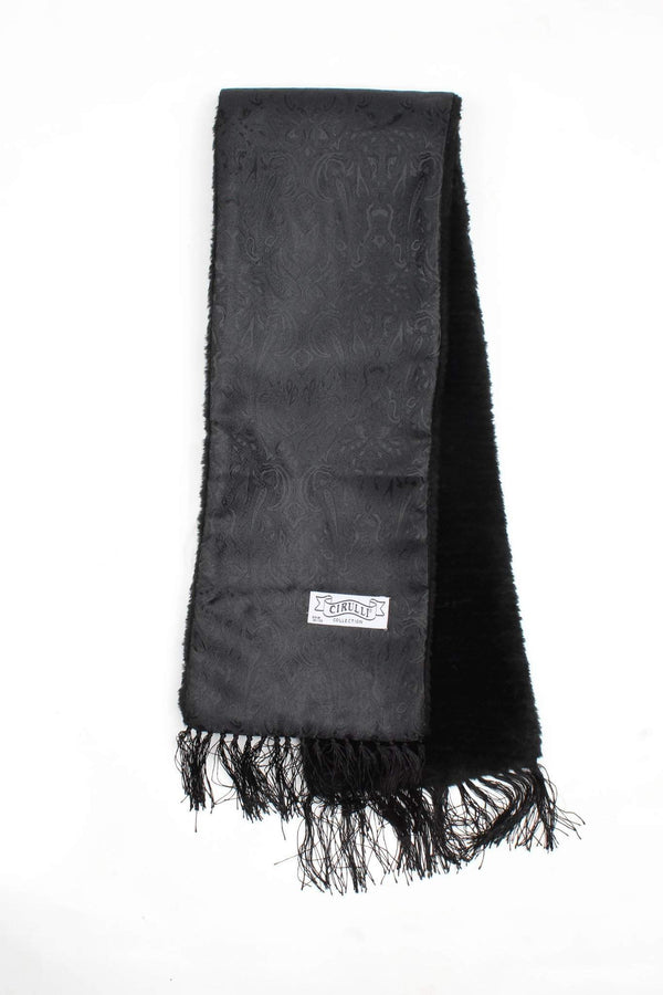 Cirulli Men's Extra Comfortable Black Scarf With Design - Thick - 13th Avenue