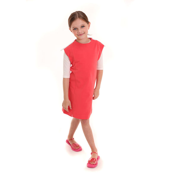 Kix Girls Printed Ribbon Detail Dress Cayenne