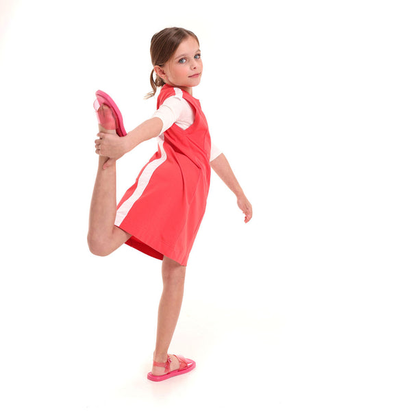 Kix Girls Printed Ribbon Detail Dress Cayenne