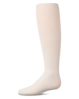 Buy winter-white Memoi Girls Open Work Wavy Tights