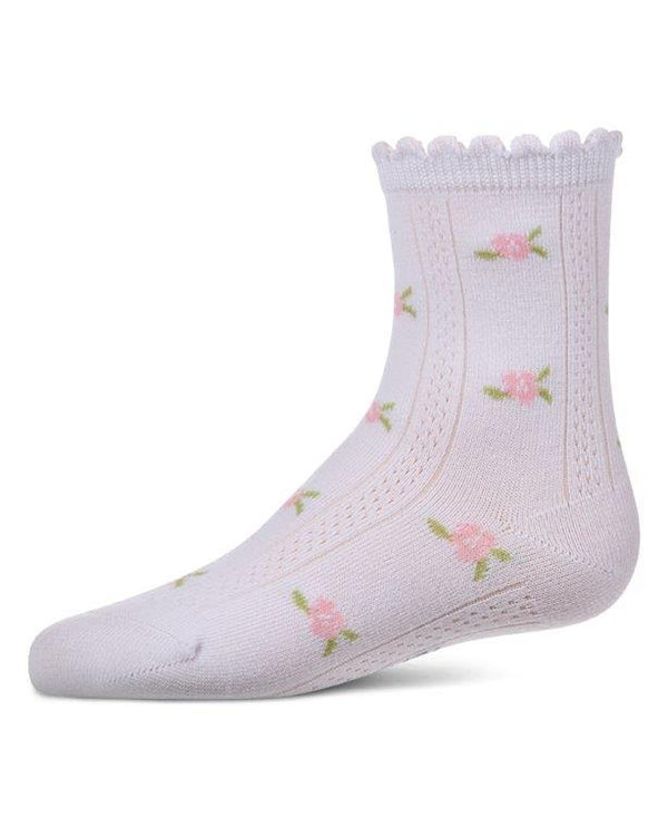 MeMoi Girls Mini Floral Crew White
