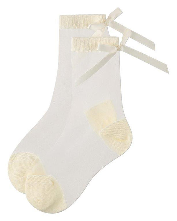 MeMoi Girls Sheer Satin Bow Crew