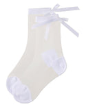 MeMoi Girls Sheer Satin Bow Crew