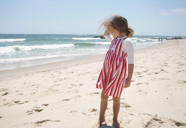 Teeny Kiwi Girls Patriotic Stripe Jumper Red