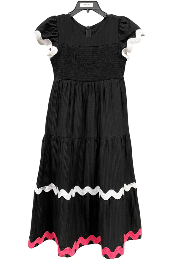 C.T.N Girls Ric-Rac Pop Robe Black