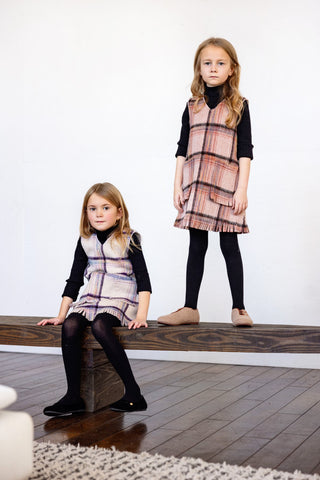 Lone Feather Girls Wool Fringed Jumper Mauve