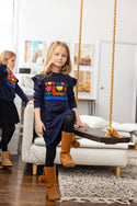 Siccinino Girls Flower Power Dress Navy