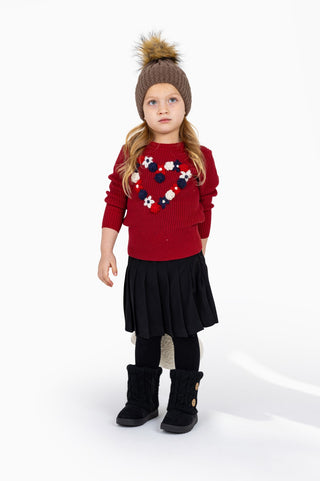 Bzzy Style Girls Crochet Flower Sweater Brick