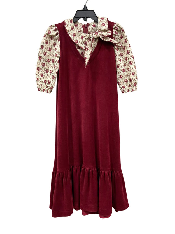 C.T.N Girls Floral Kerchief Robe Burgundy