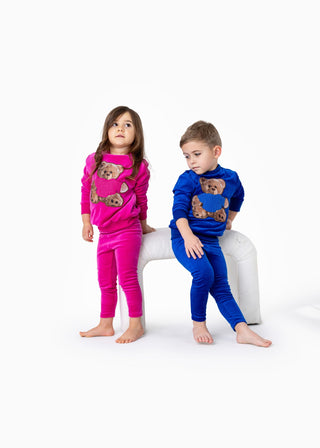 Sister Fruit Girls Sweater Bear PJ Fuchsia
