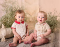 Mini P Baby Boy Combination Romper Ivory