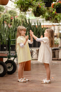Best Frendz Girls Floral Yoke Dress Pastel Yellow
