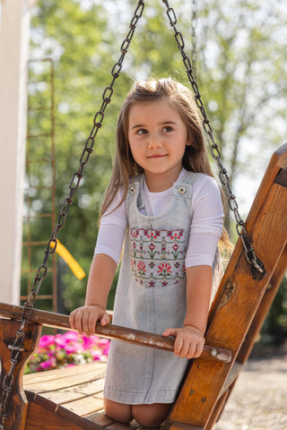 Best Frendz Girls Cross Stitch Jumper Chambray